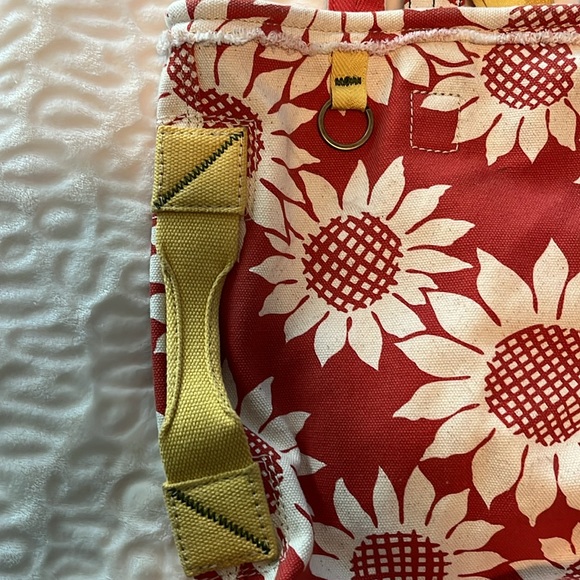 Lucky Canvas Tote, Sturdy,Rust color, off-white sunflowers, yellow accents - Picture 2 of 7